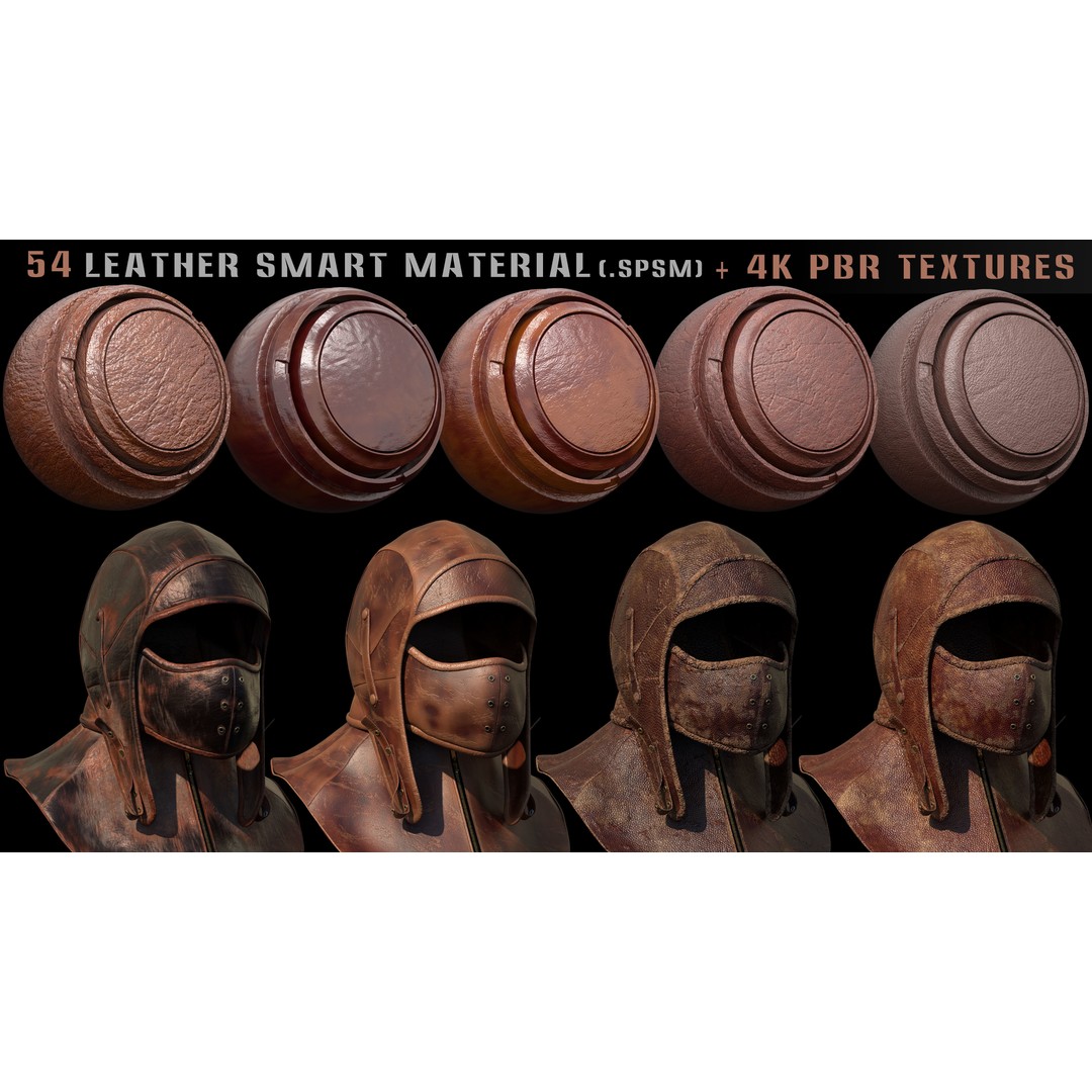 Leather Smart Materials 3D Model – High Quality PBR Textures, SPSM - View 12