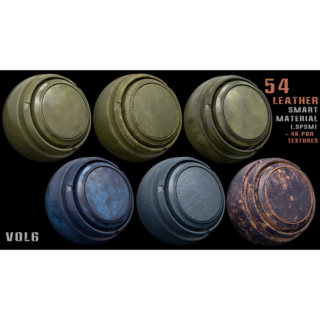 Leather Smart Materials 3D Model – High Quality PBR Textures, SPSM - View 13