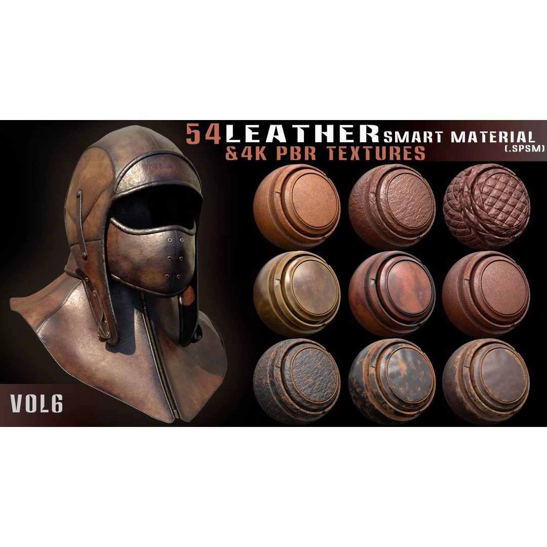 Leather Smart Materials 3D Model – High Quality PBR Textures, SPSM - View 2