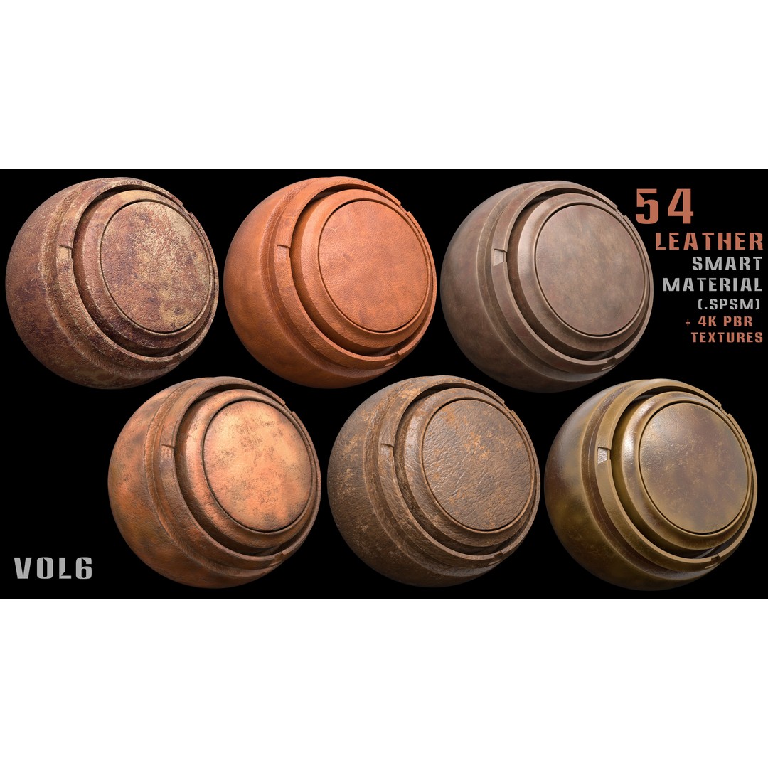 Leather Smart Materials 3D Model – High Quality PBR Textures, SPSM - View 5
