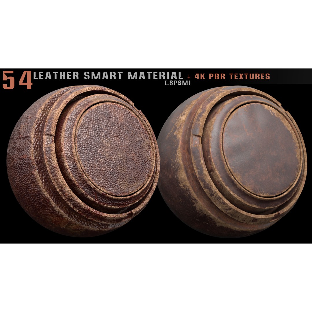 Leather Smart Materials 3D Model – High Quality PBR Textures, SPSM - View 6