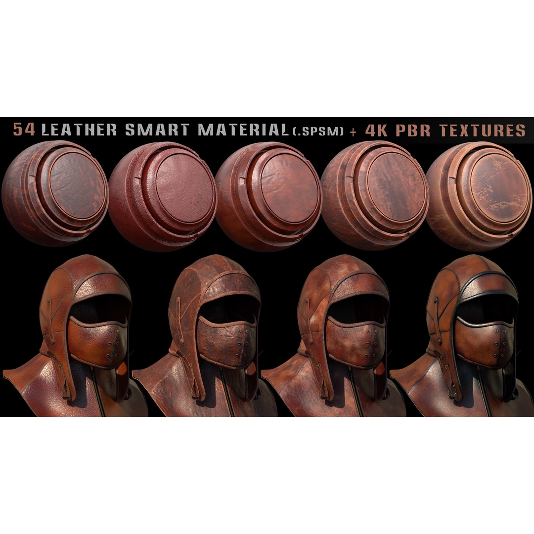 Leather Smart Materials 3D Model – High Quality PBR Textures, SPSM - View 8