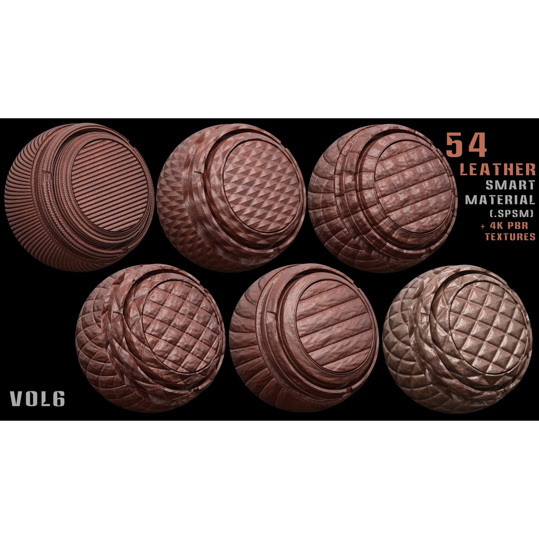 Leather Smart Materials 3D Model – High Quality PBR Textures, SPSM - View 9