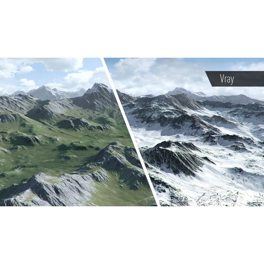 Mountain 3D Model – Low Poly Textures for Summer and Winter, OBJ & FBX - View 4