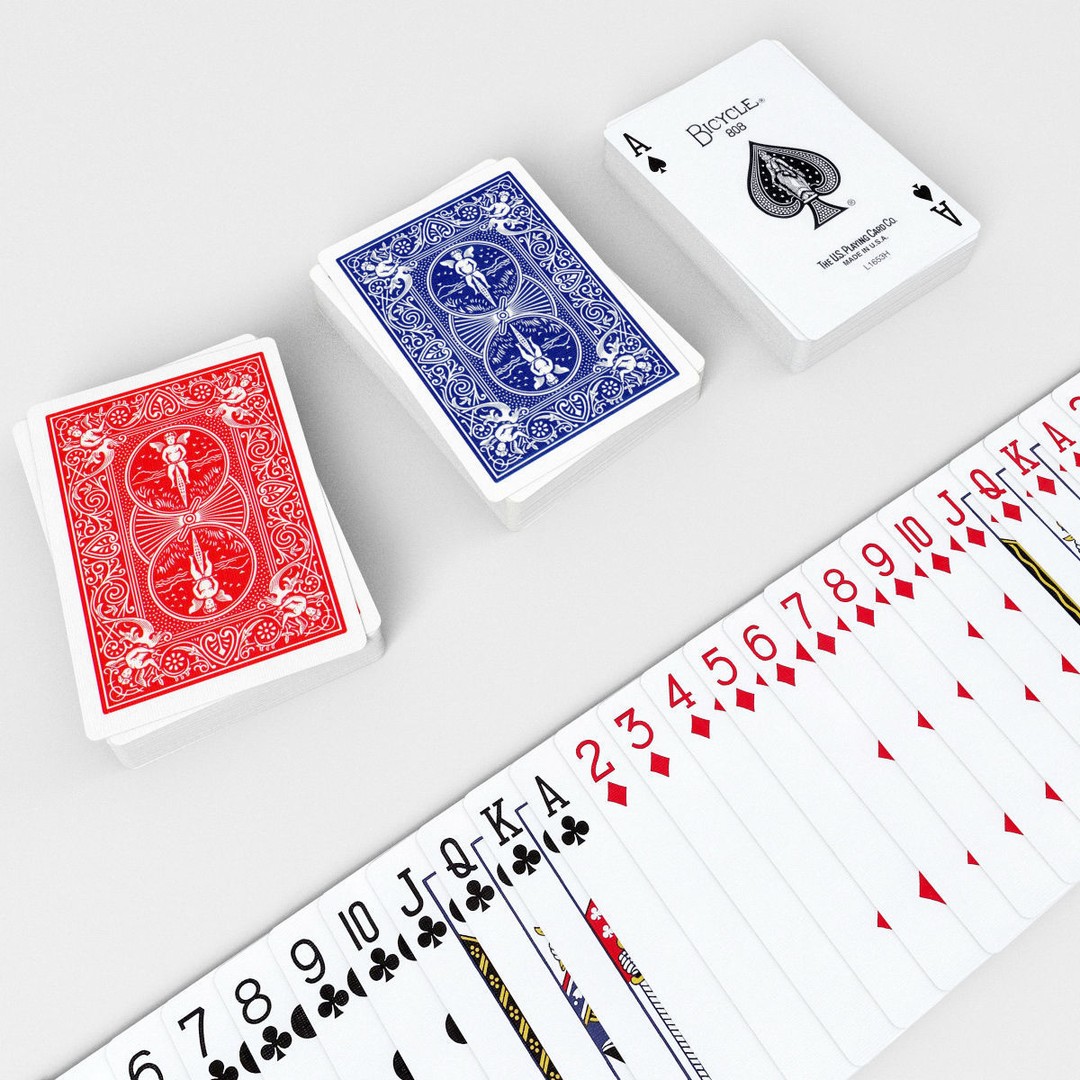 Bicycle Playing Cards 3D Model – Low Poly Poker Deck with Textures - View 3
