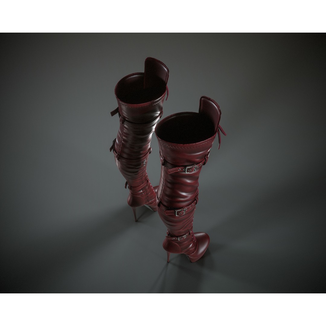 Overknee Platform Stiletto Boots 3D Model – Low Poly Game Asset, FBX, OBJ - View 17