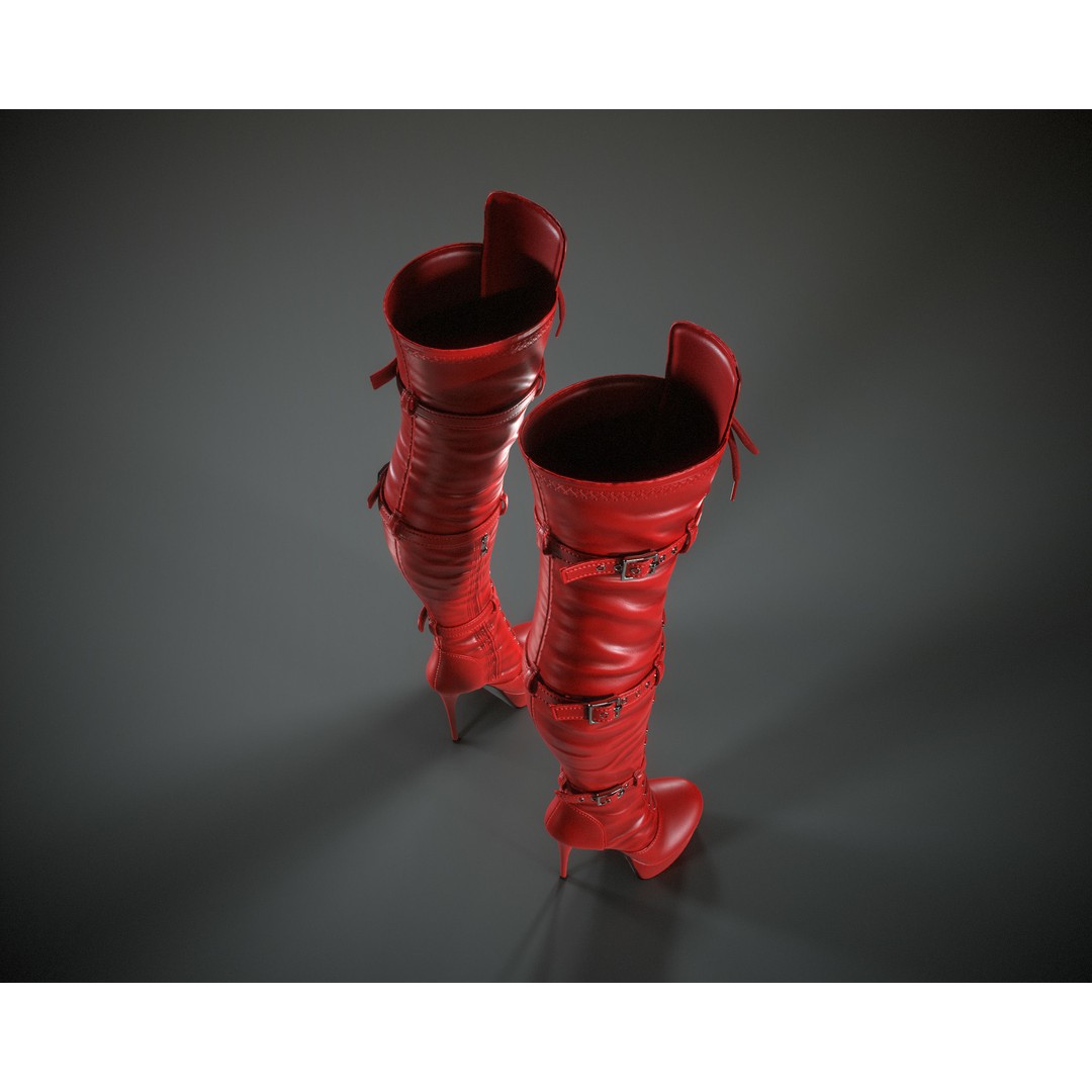 Overknee Platform Stiletto Boots 3D Model – Low Poly Game Asset, FBX, OBJ - View 23