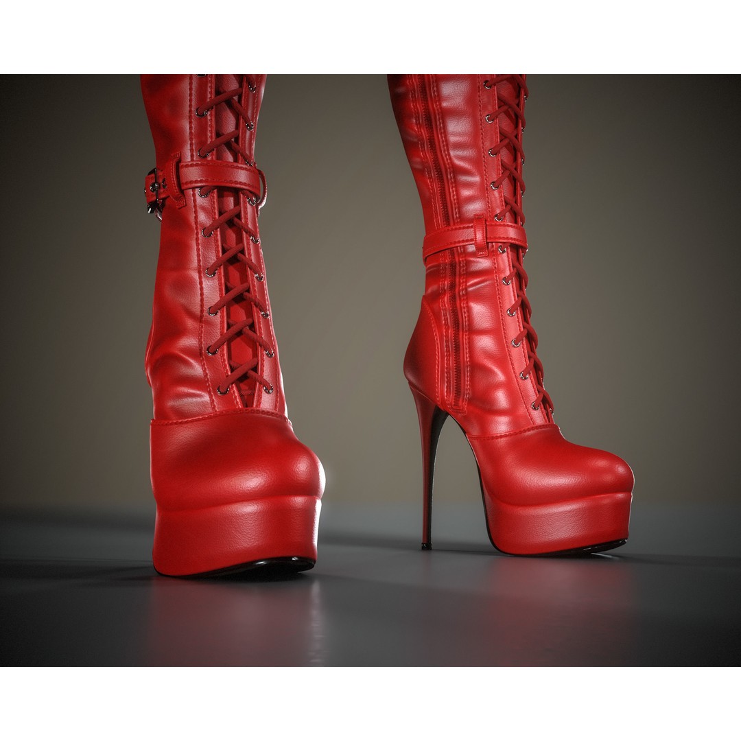 Overknee Platform Stiletto Boots 3D Model – Low Poly Game Asset, FBX, OBJ - View 25
