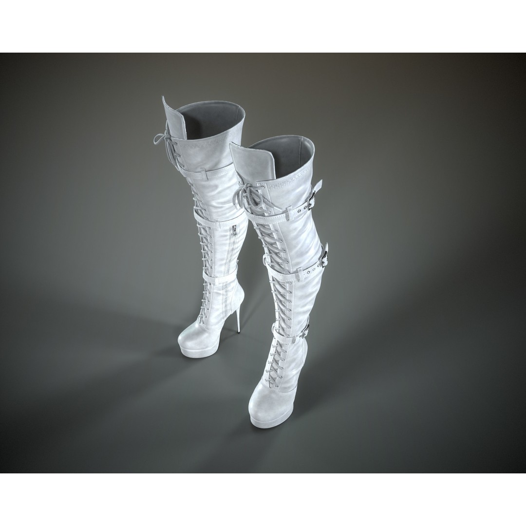 Overknee Platform Stiletto Boots 3D Model – Low Poly Game Asset, FBX, OBJ - View 27
