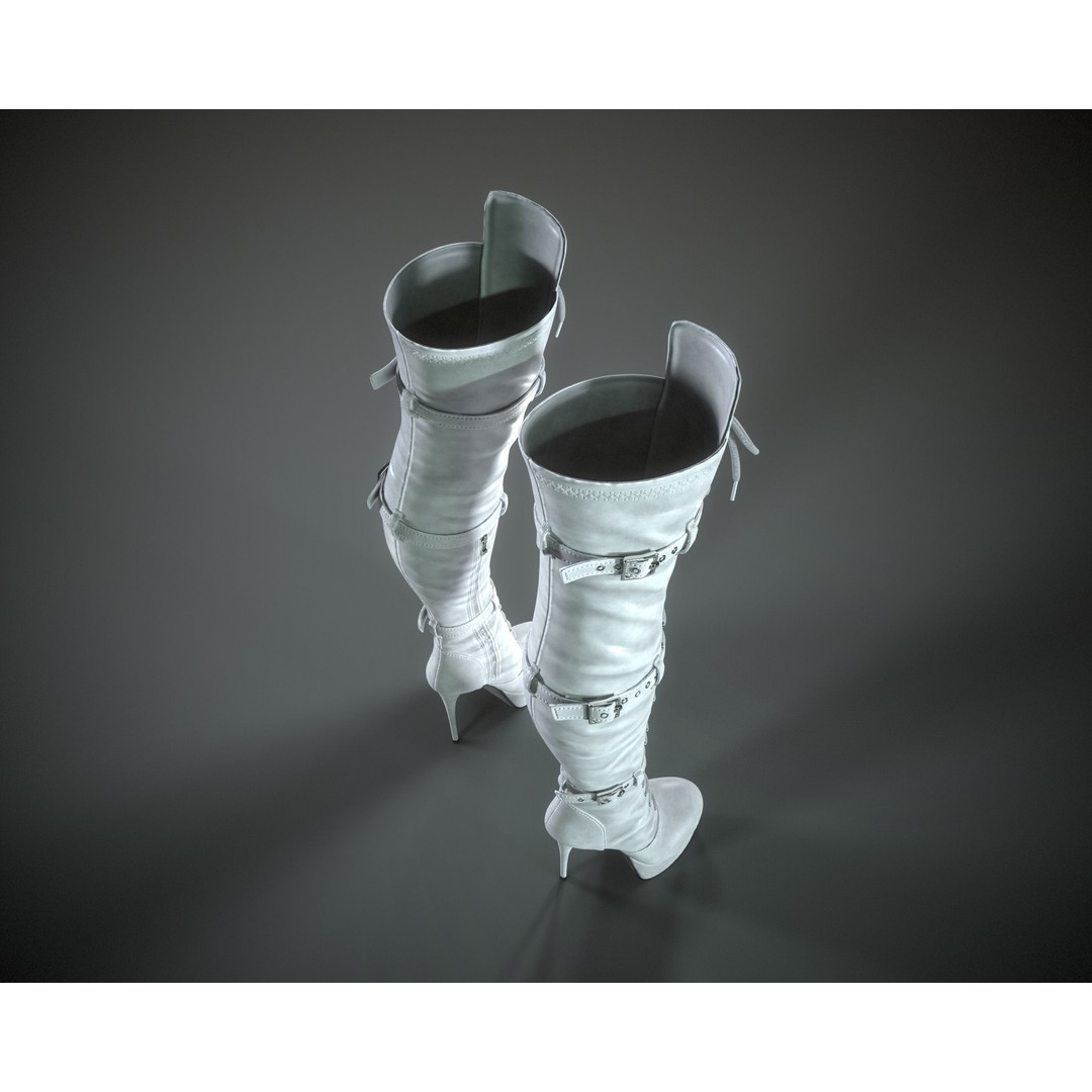 Overknee Platform Stiletto Boots 3D Model – Low Poly Game Asset, FBX, OBJ - View 29