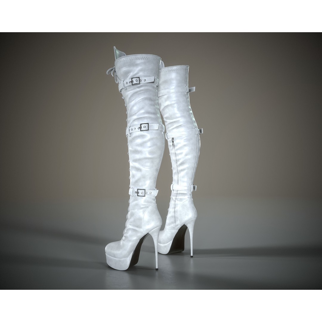 Overknee Platform Stiletto Boots 3D Model – Low Poly Game Asset, FBX, OBJ - View 30