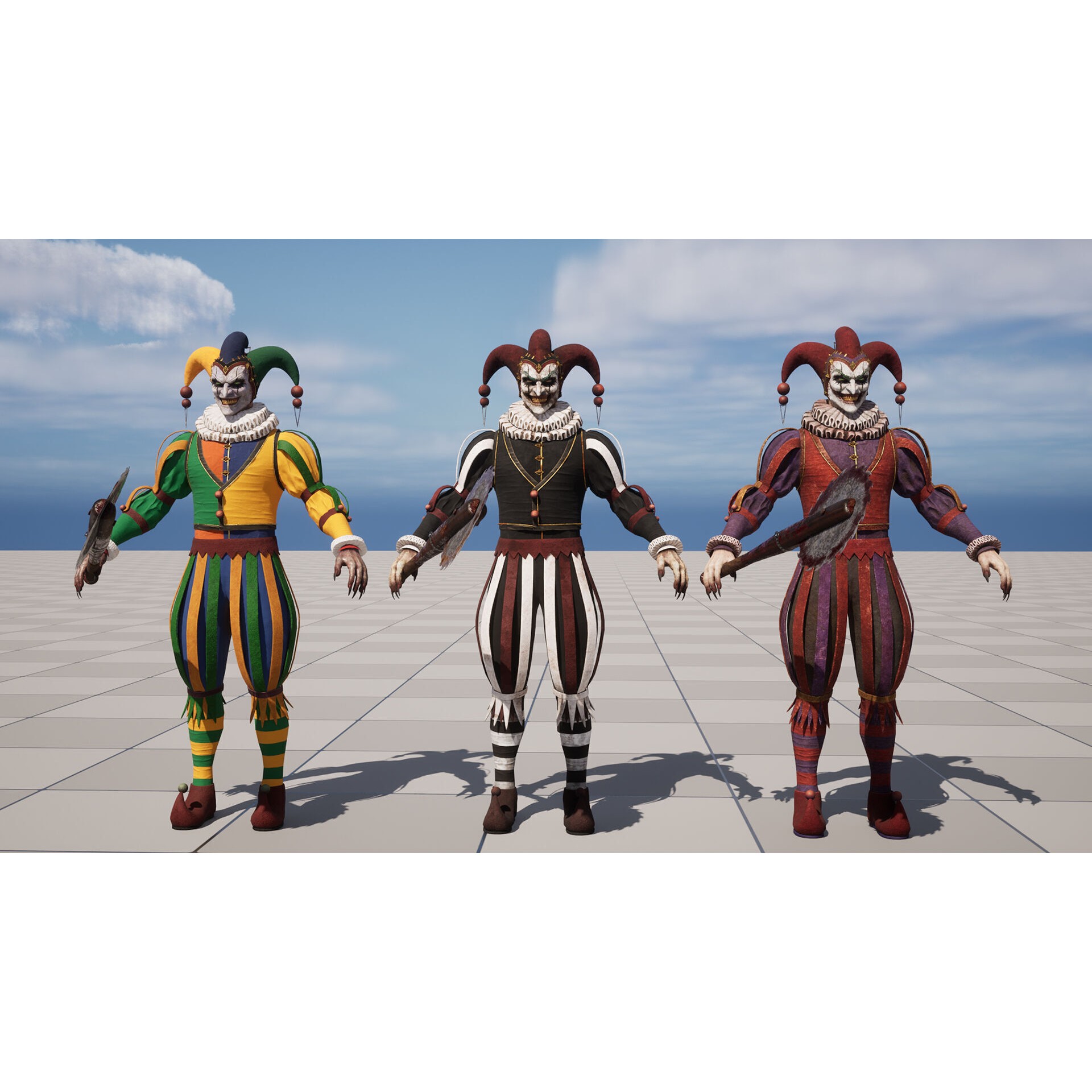 Clown Monster - Low-Poly Game-Ready 3D Model - View 20