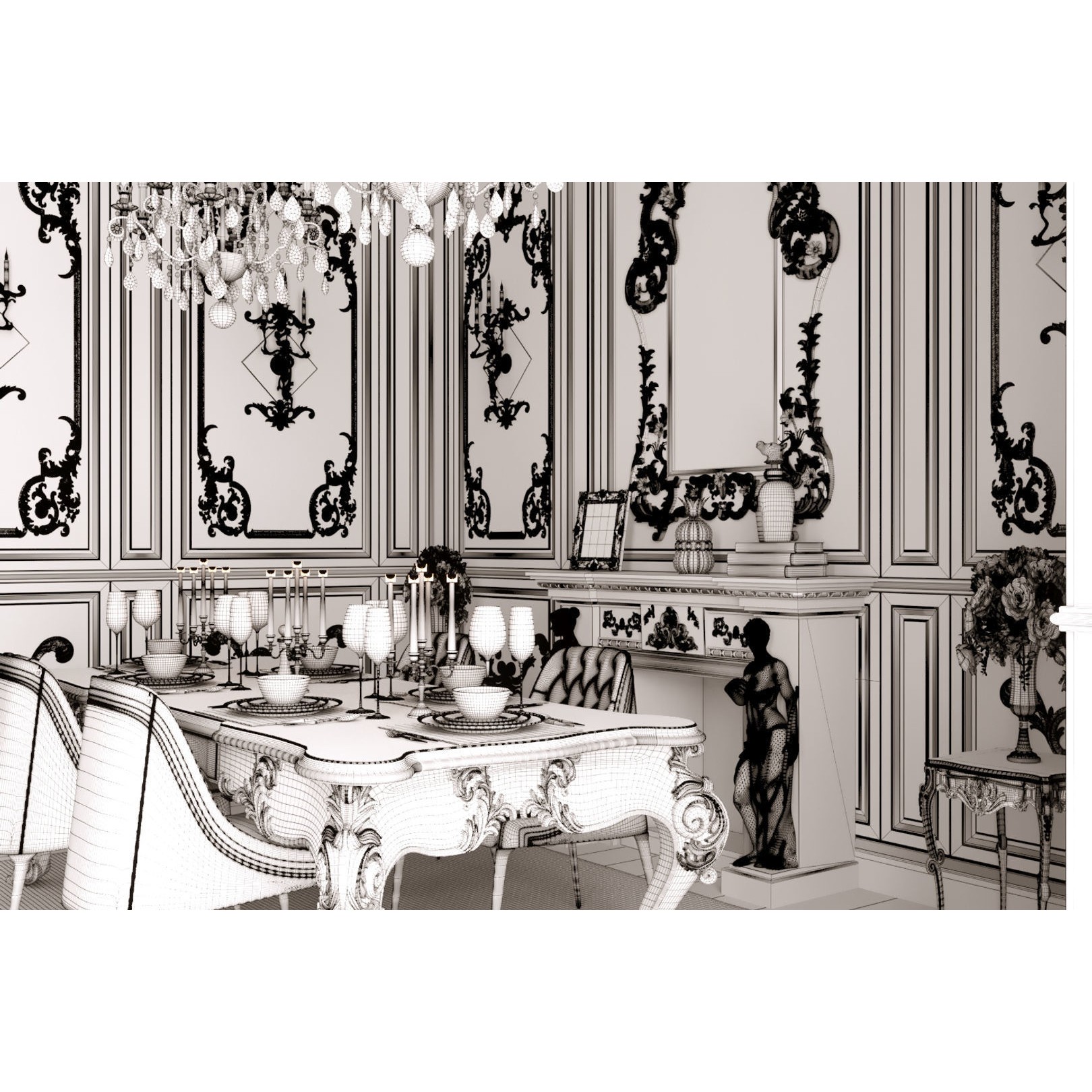 Classic Room Scene - Ready to Render 3D Model - View 10