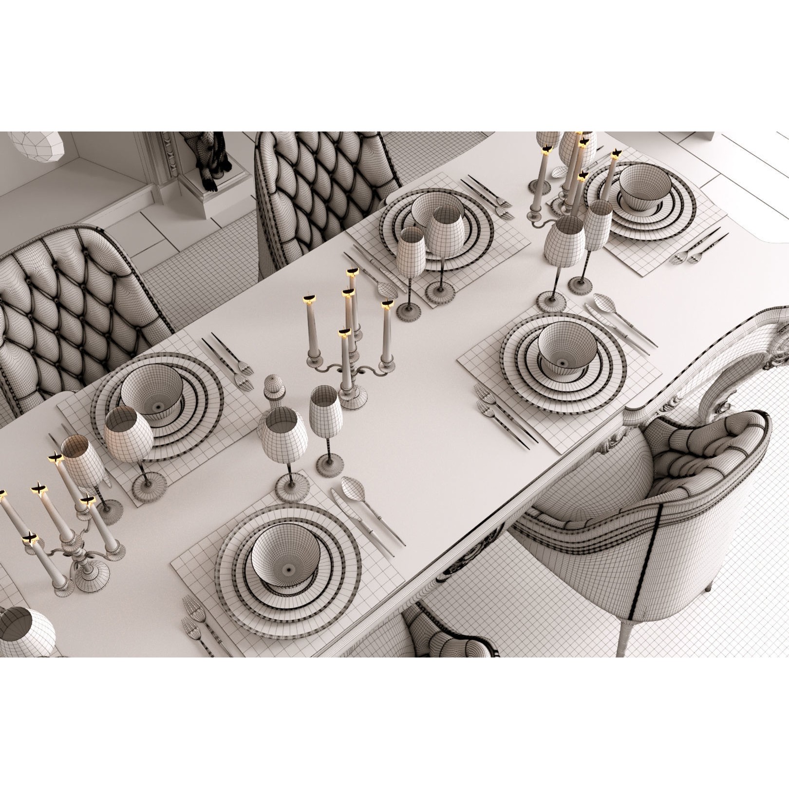 Classic Room Scene - Ready to Render 3D Model - View 11