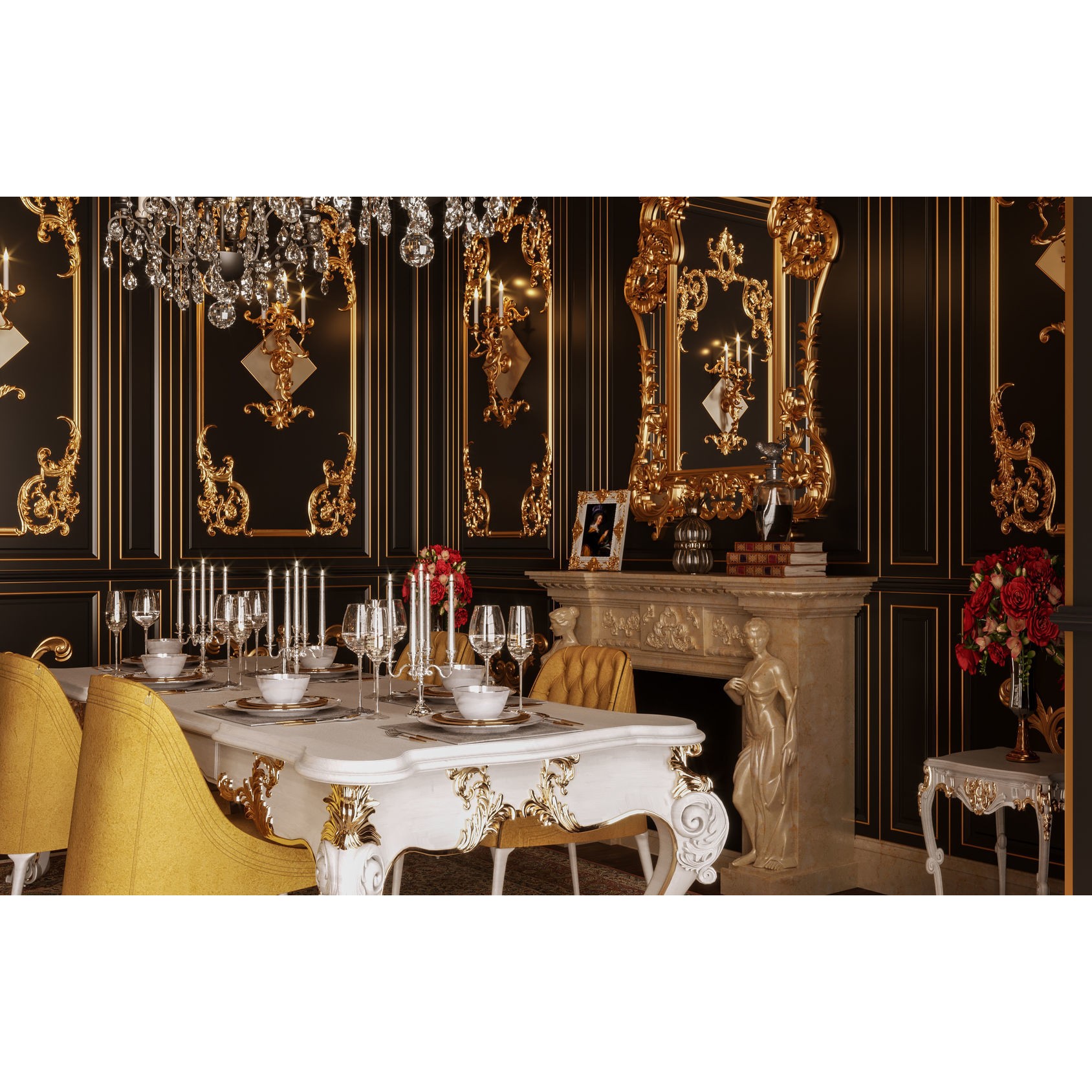 Classic Room Scene - Ready to Render 3D Model - View 3