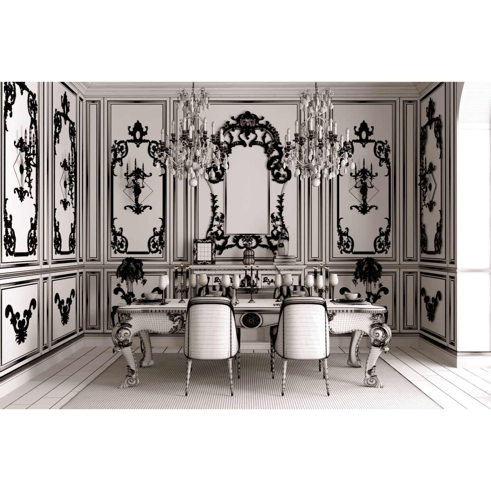 Classic Room Scene - Ready to Render 3D Model - View 8