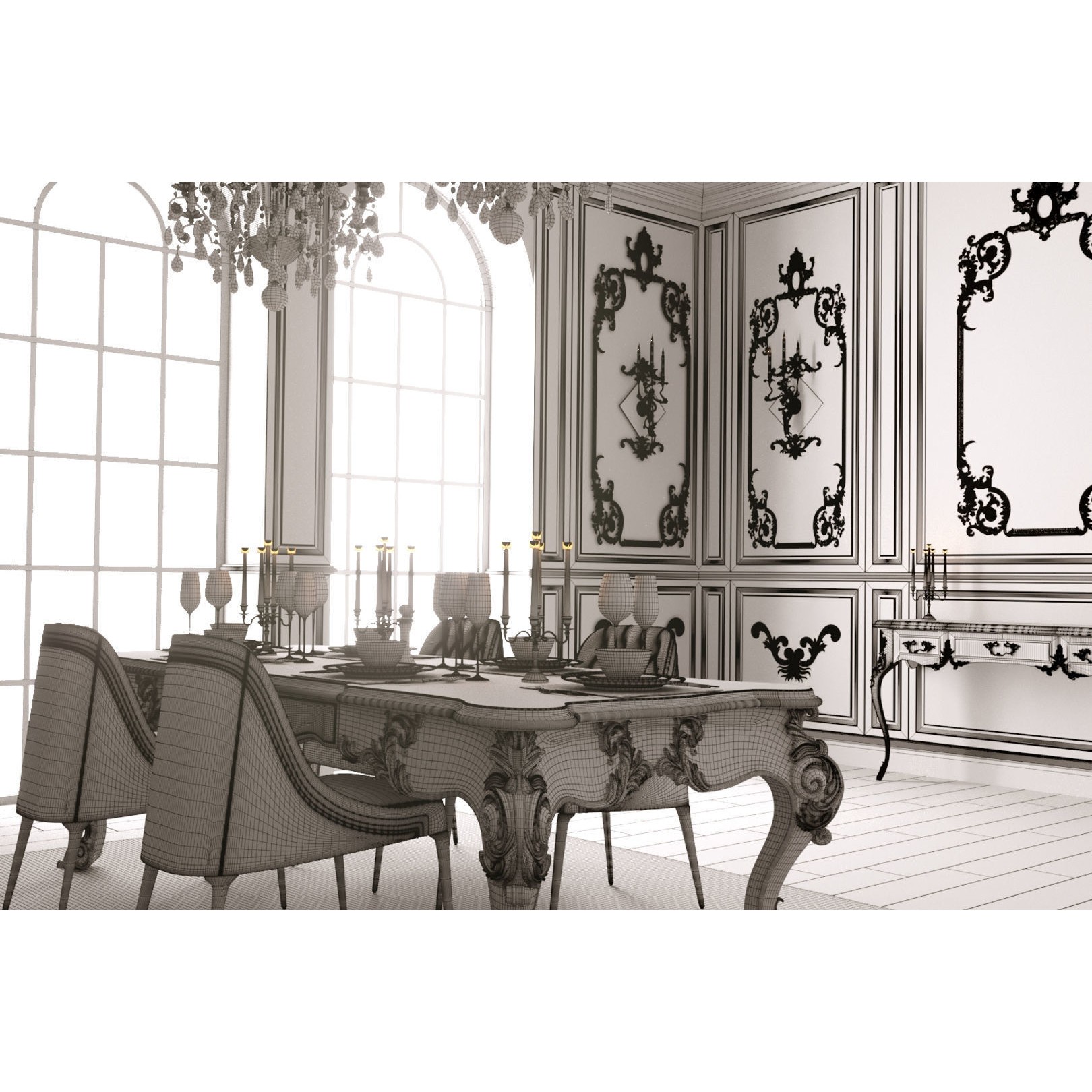 Classic Room Scene - Ready to Render 3D Model - View 9