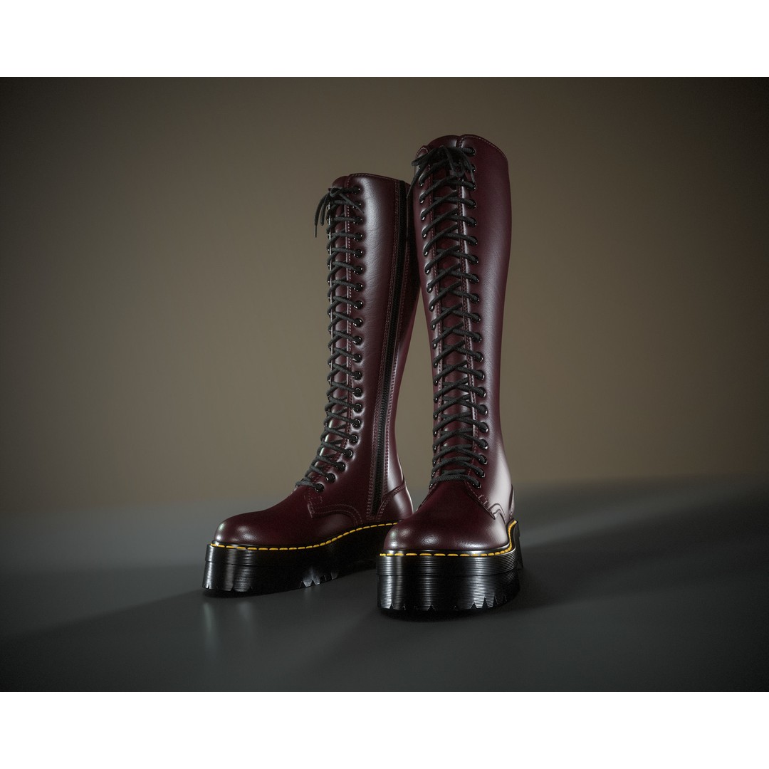 Dr. Martens 20eye 3D Model – Low Poly Game-Ready Asset, FBX, OBJ - View 10