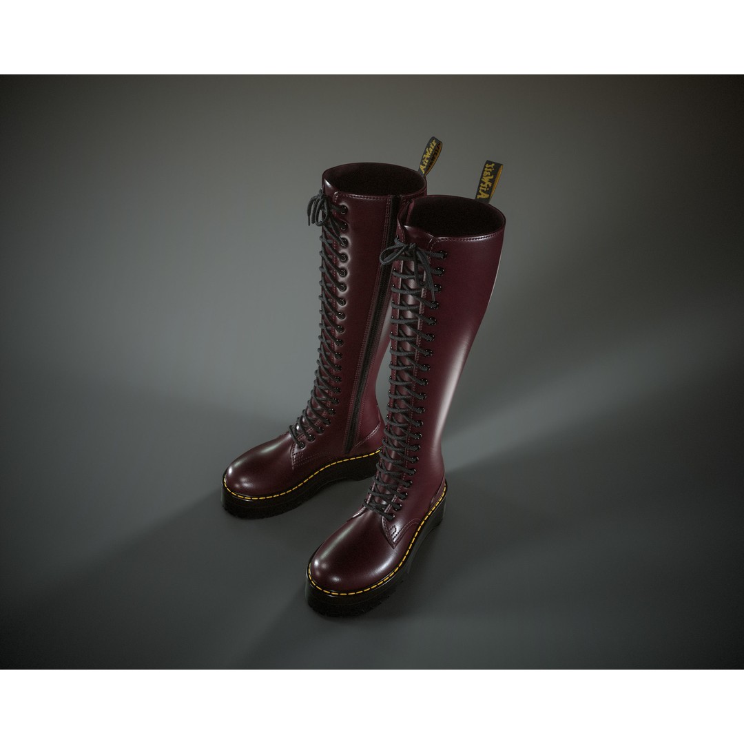 Dr. Martens 20eye 3D Model – Low Poly Game-Ready Asset, FBX, OBJ - View 11