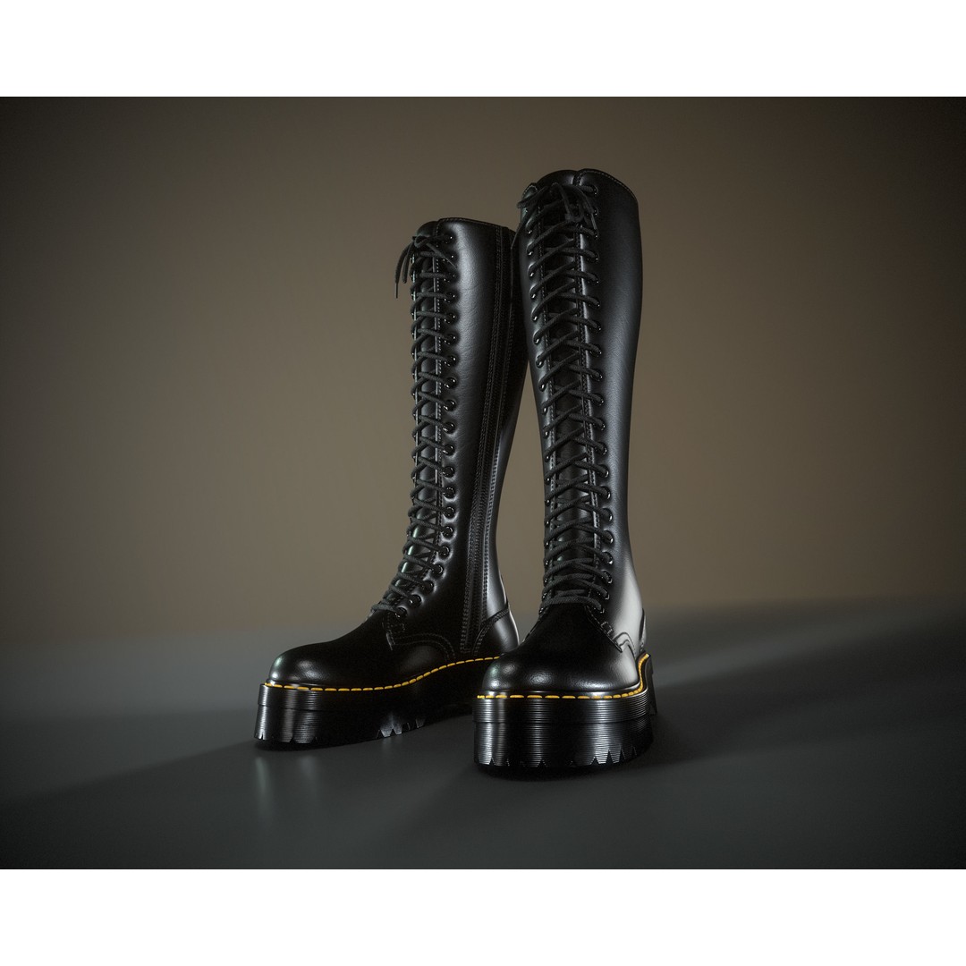 Dr. Martens 20eye 3D Model – Low Poly Game-Ready Asset, FBX, OBJ - View 3