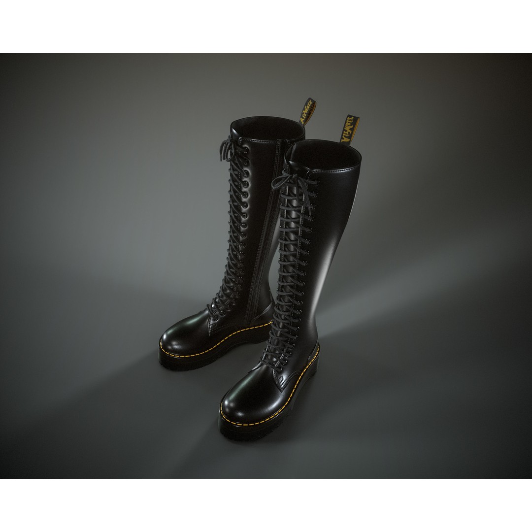 Dr. Martens 20eye 3D Model – Low Poly Game-Ready Asset, FBX, OBJ - View 4
