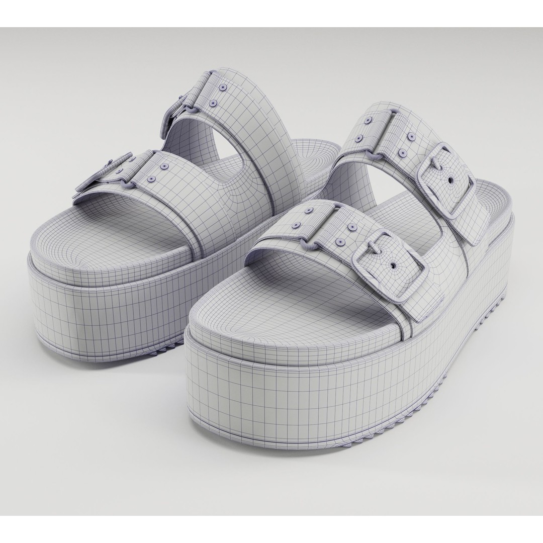 Sandals 3D Model – Low Poly Footwear, Game Ready, FBX, Blender