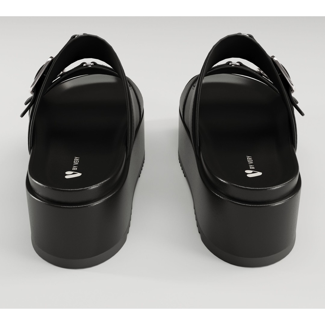 Sandals 3D Model – Low Poly Footwear, Game Ready, FBX, Blender - View 13