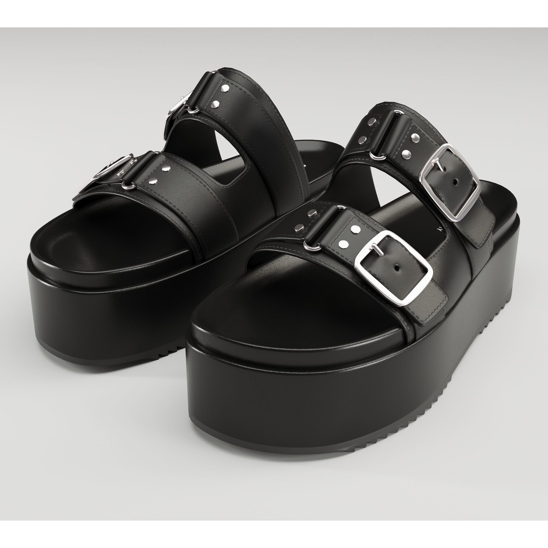 Sandals 3D Model – Low Poly Footwear, Game Ready, FBX, Blender - View 19