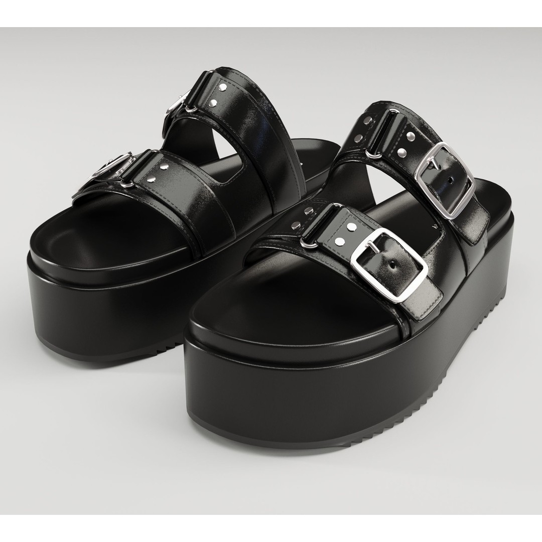 Sandals 3D Model – Low Poly Footwear, Game Ready, FBX, Blender - View 20