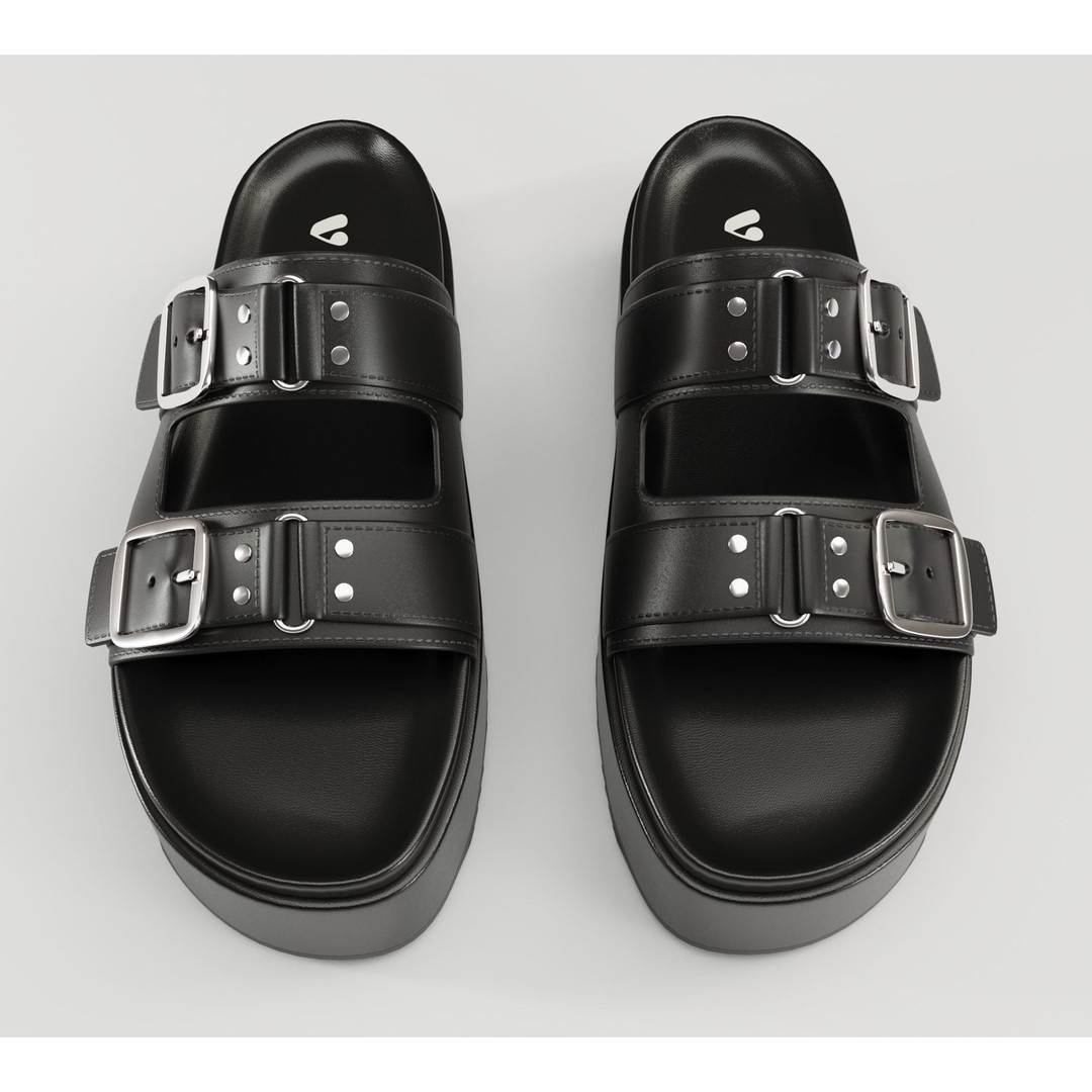 Sandals 3D Model – Low Poly Footwear, Game Ready, FBX, Blender - View 21