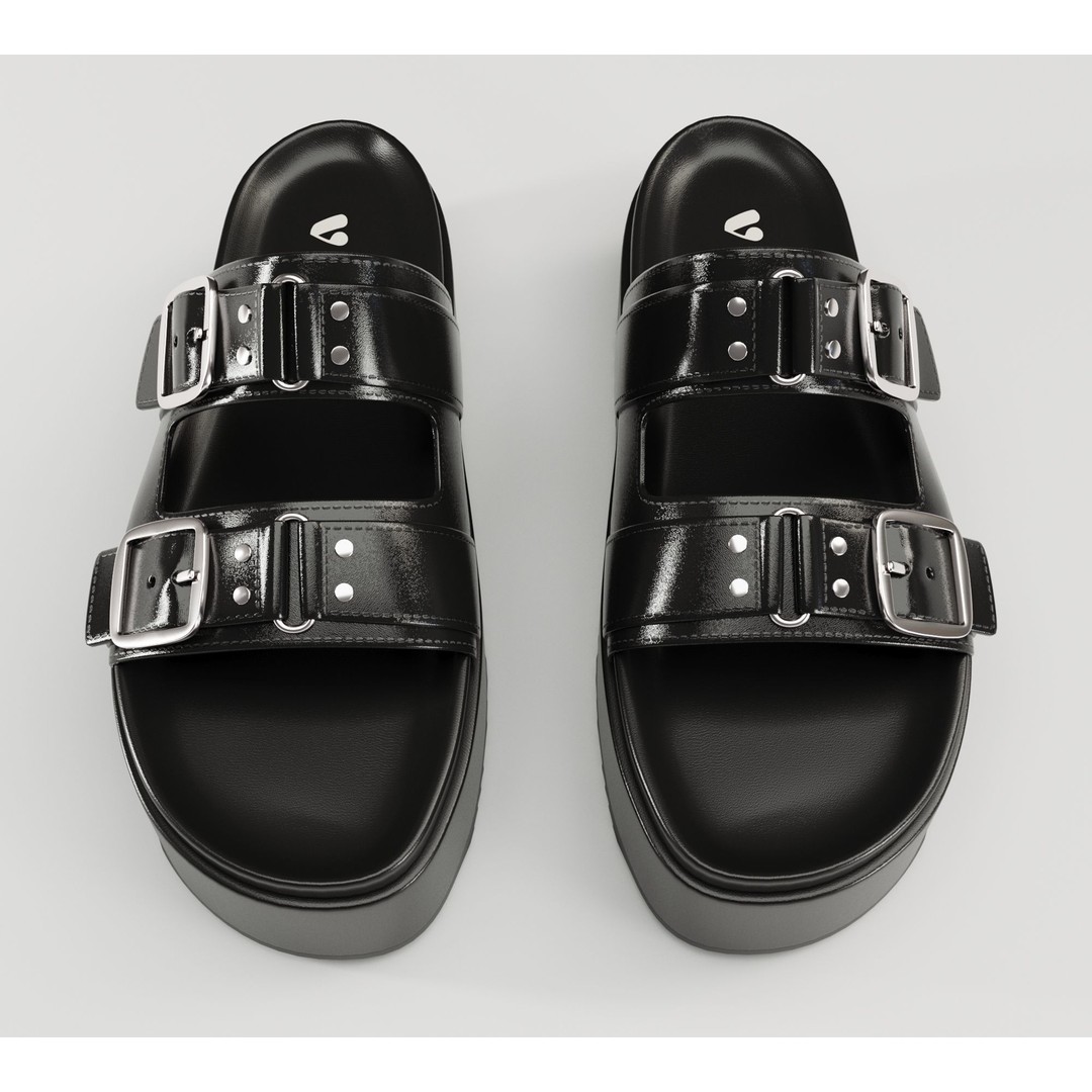 Sandals 3D Model – Low Poly Footwear, Game Ready, FBX, Blender - View 22