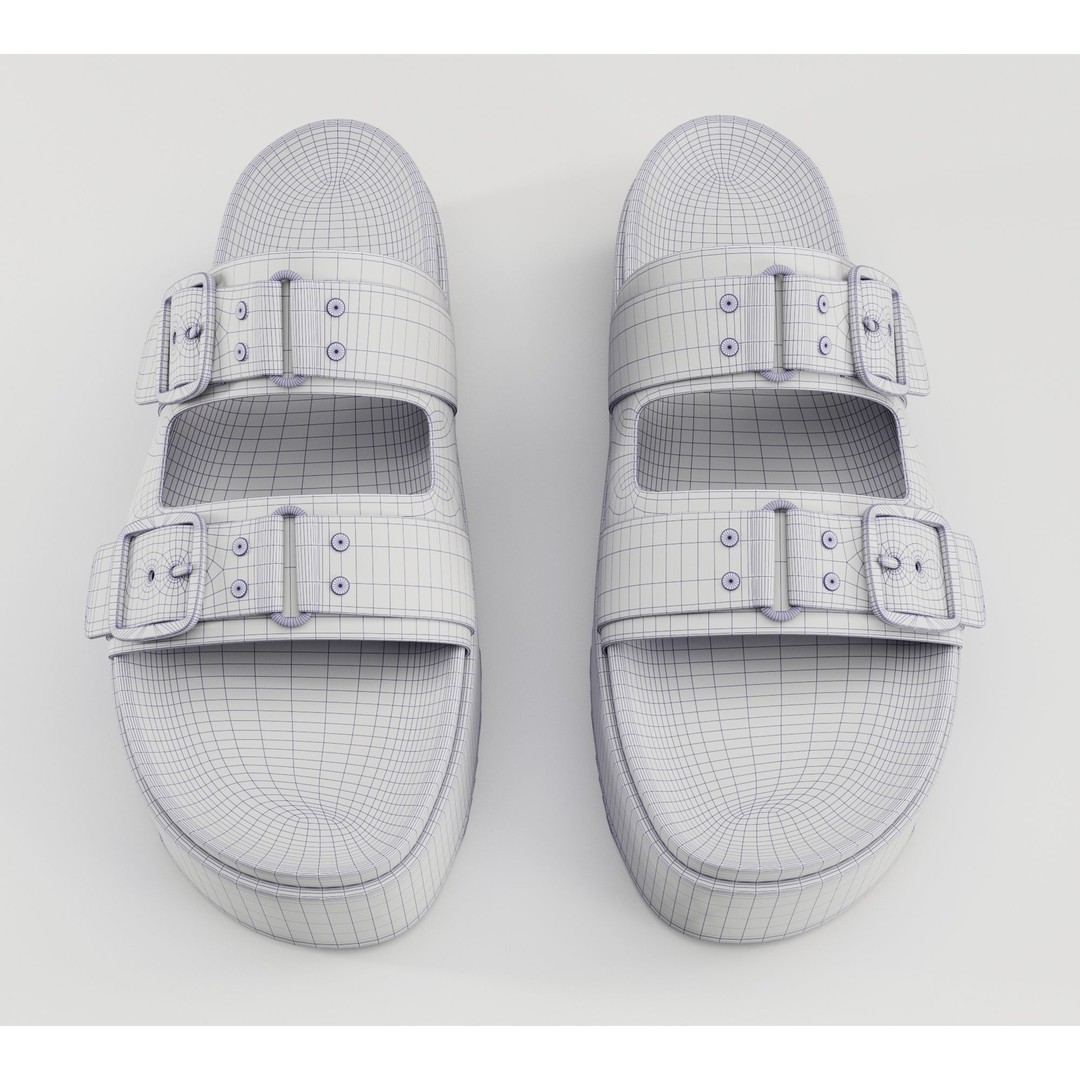 Sandals 3D Model – Low Poly Footwear, Game Ready, FBX, Blender - View 23