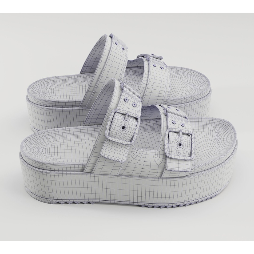 Sandals 3D Model – Low Poly Footwear, Game Ready, FBX, Blender - View 25