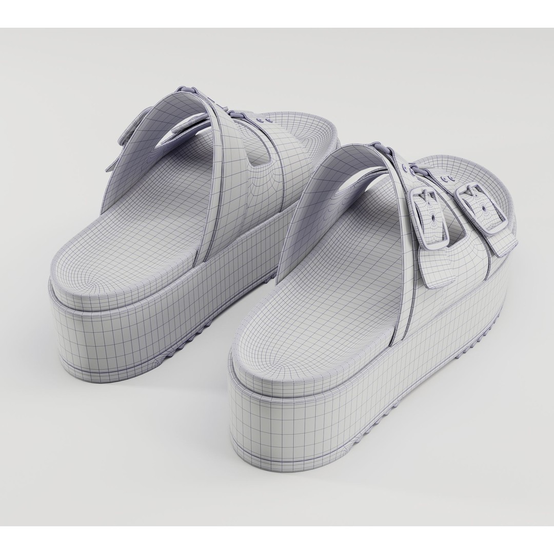 Sandals 3D Model – Low Poly Footwear, Game Ready, FBX, Blender - View 26
