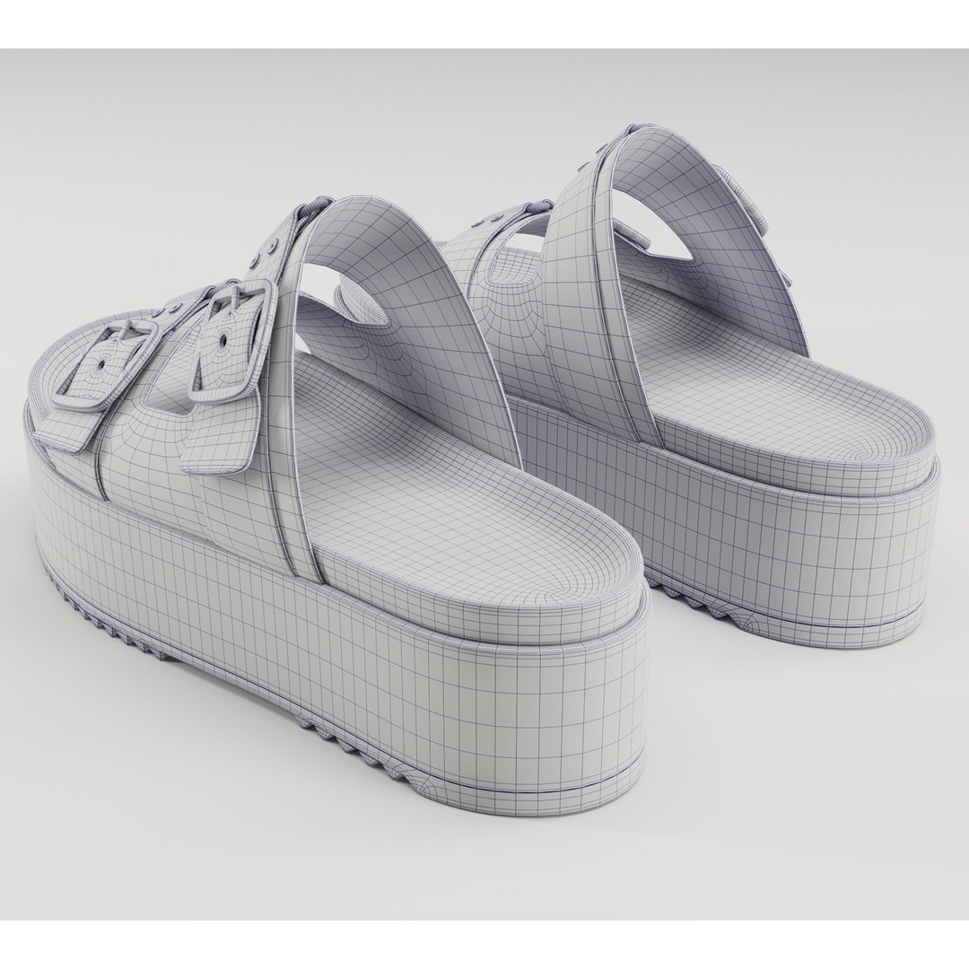 Sandals 3D Model – Low Poly Footwear, Game Ready, FBX, Blender - View 28