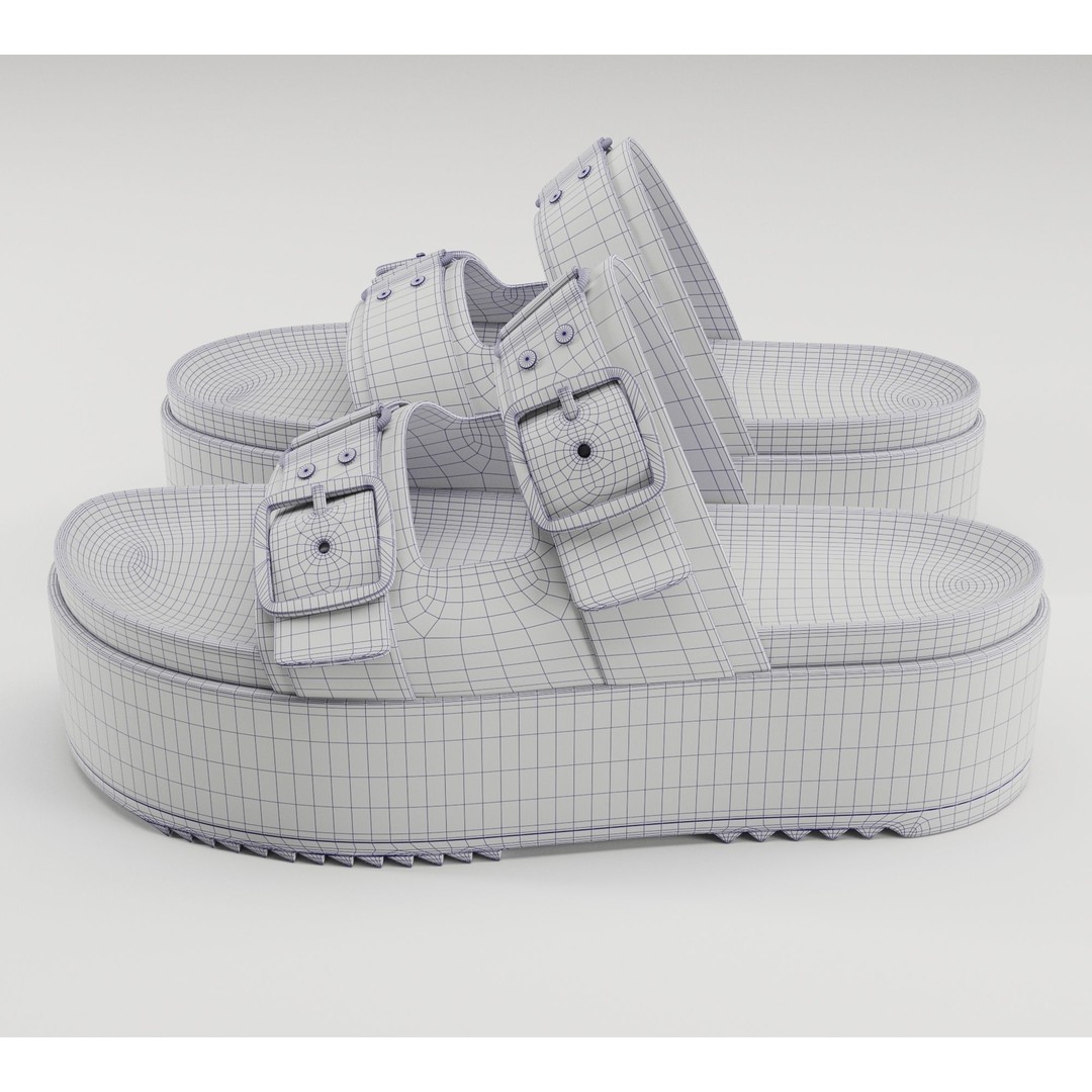 Sandals 3D Model – Low Poly Footwear, Game Ready, FBX, Blender - View 29