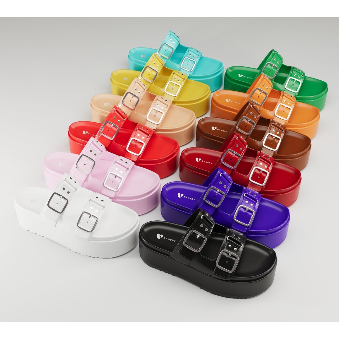Sandals 3D Model – Low Poly Footwear, Game Ready, FBX, Blender - View 3