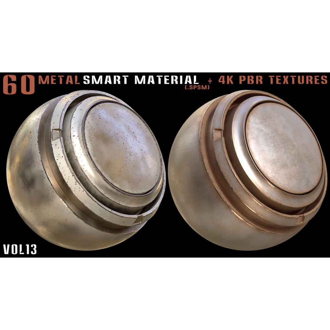 60 Metal Smart Materials 3D Model – PBR Textures for Substance Painter - View 10