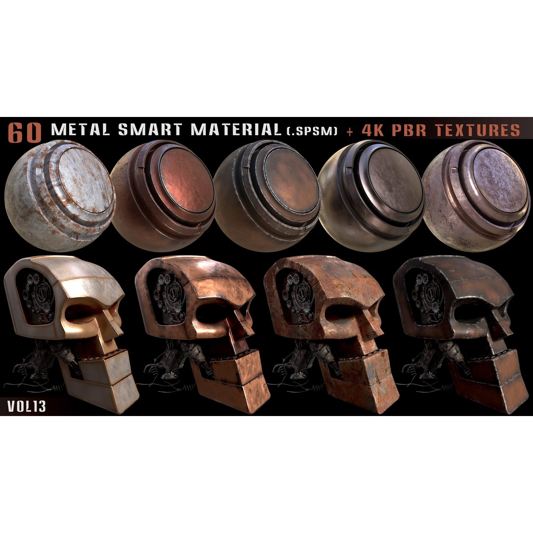 60 Metal Smart Materials 3D Model – PBR Textures for Substance Painter - View 11