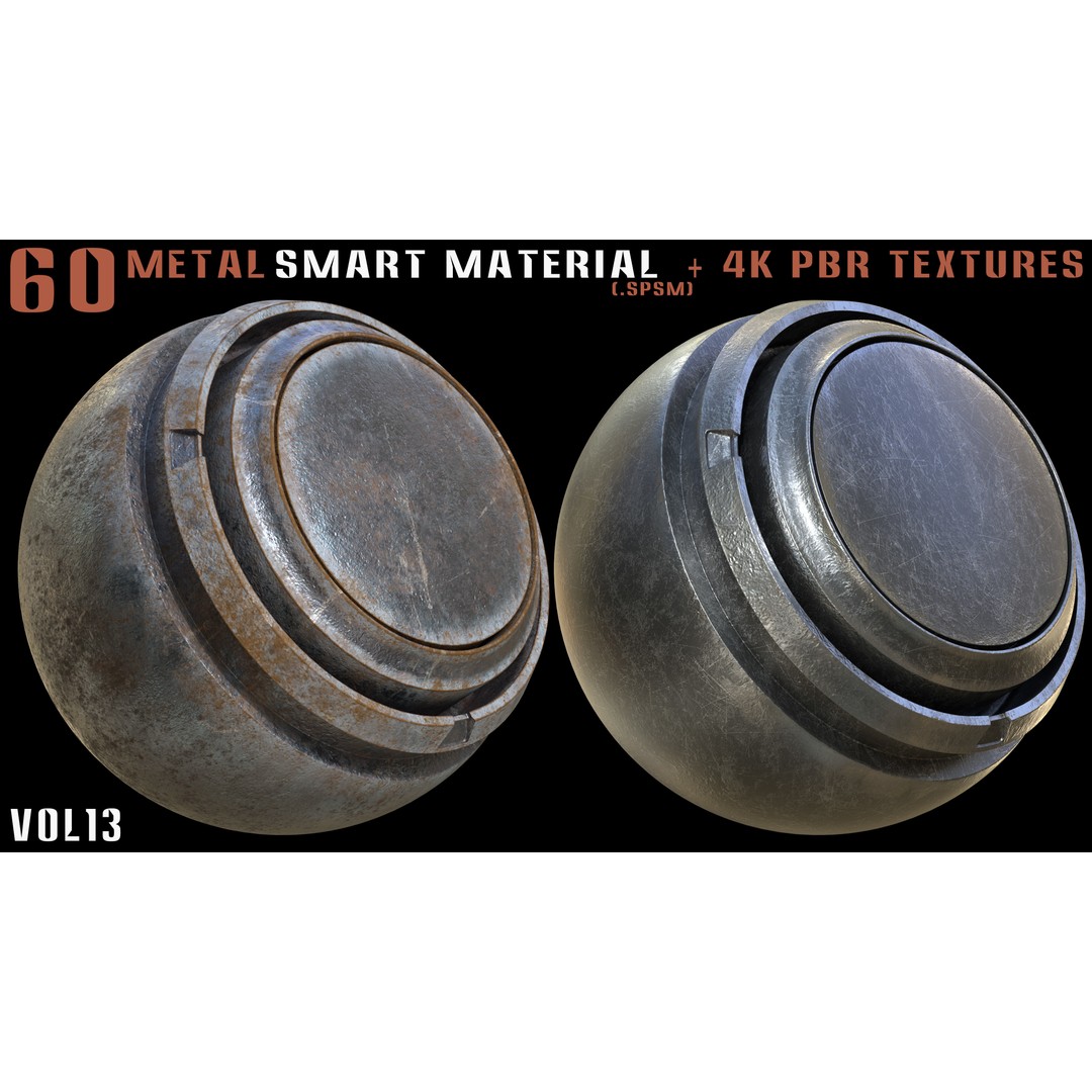 60 Metal Smart Materials 3D Model – PBR Textures for Substance Painter - View 12