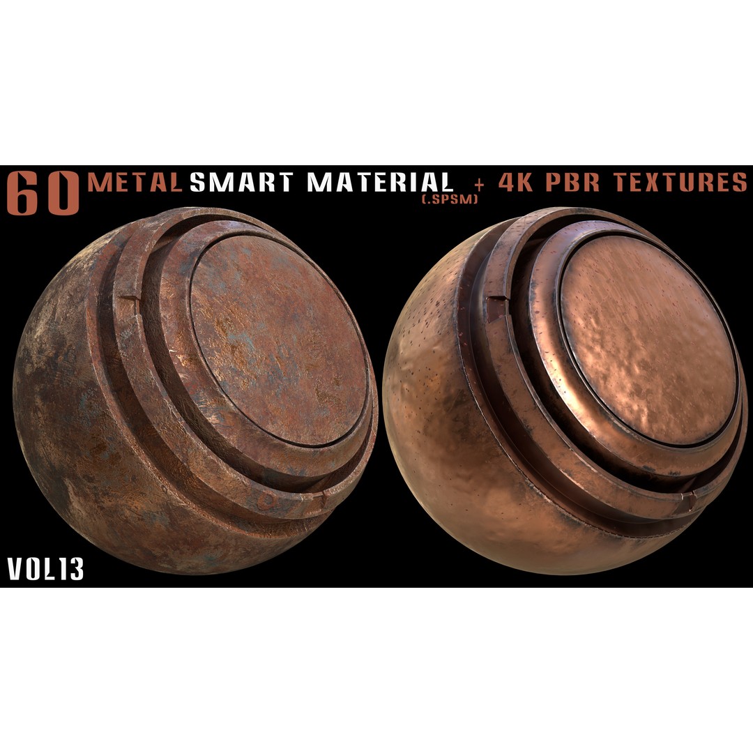 60 Metal Smart Materials 3D Model – PBR Textures for Substance Painter - View 13