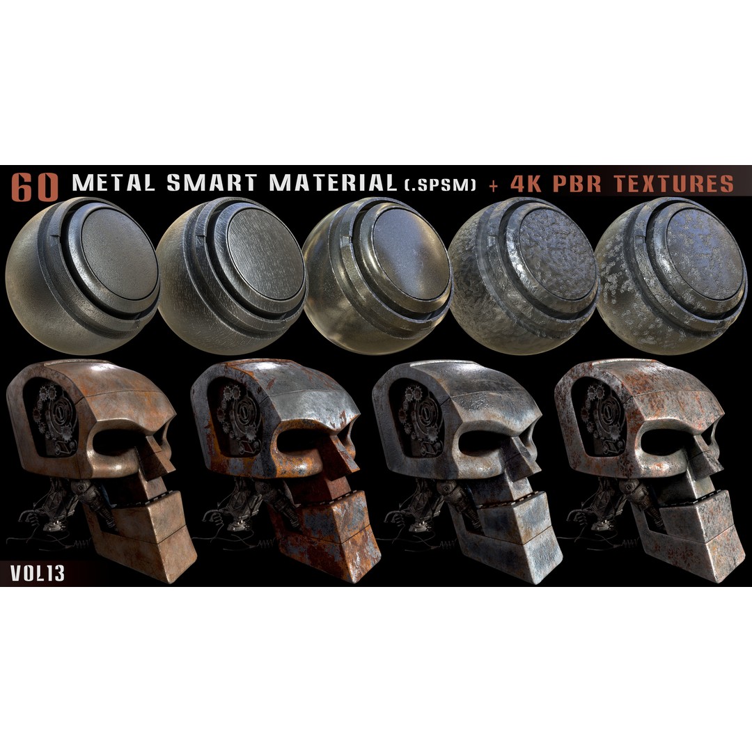 60 Metal Smart Materials 3D Model – PBR Textures for Substance Painter - View 14