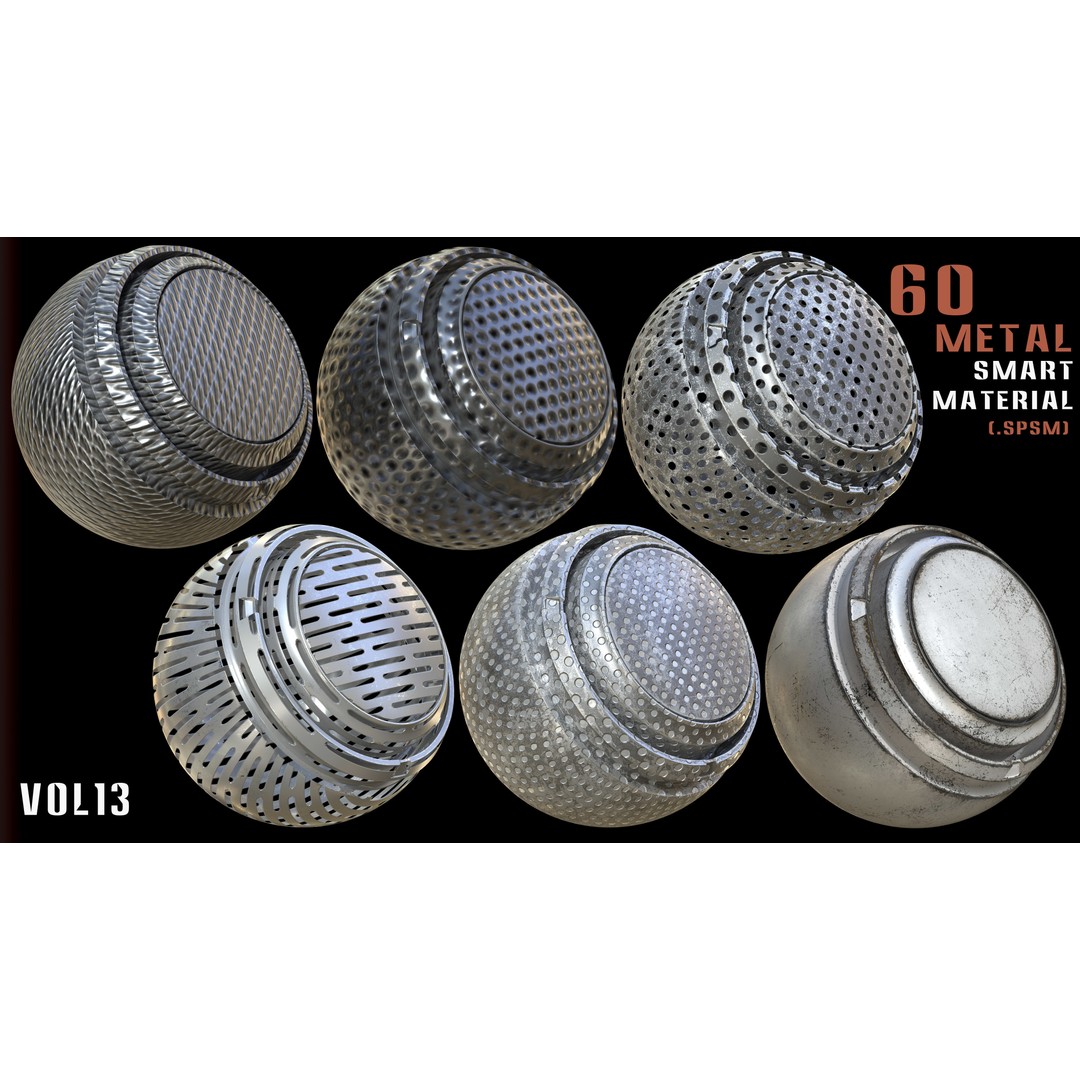 60 Metal Smart Materials 3D Model – PBR Textures for Substance Painter - View 17