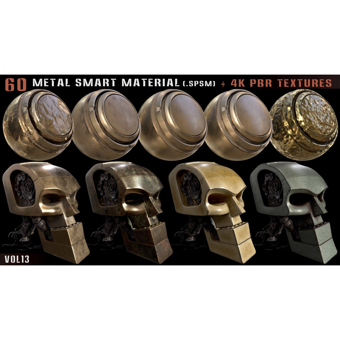 60 Metal Smart Materials 3D Model – PBR Textures for Substance Painter - View 19