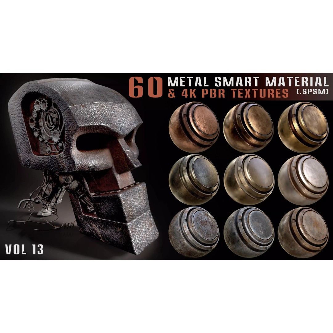 60 Metal Smart Materials 3D Model – PBR Textures for Substance Painter - View 2