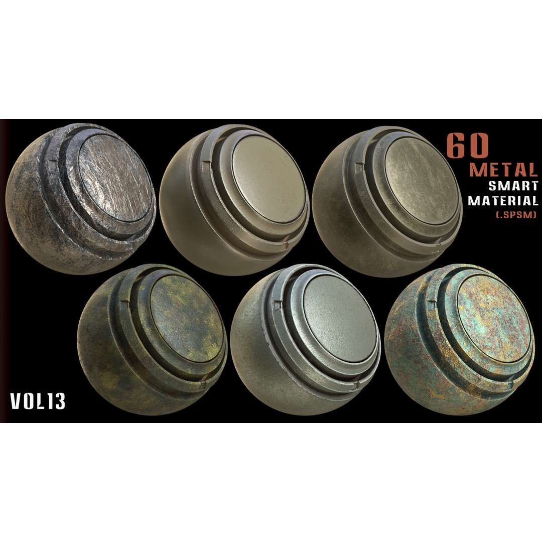 60 Metal Smart Materials 3D Model – PBR Textures for Substance Painter - View 21