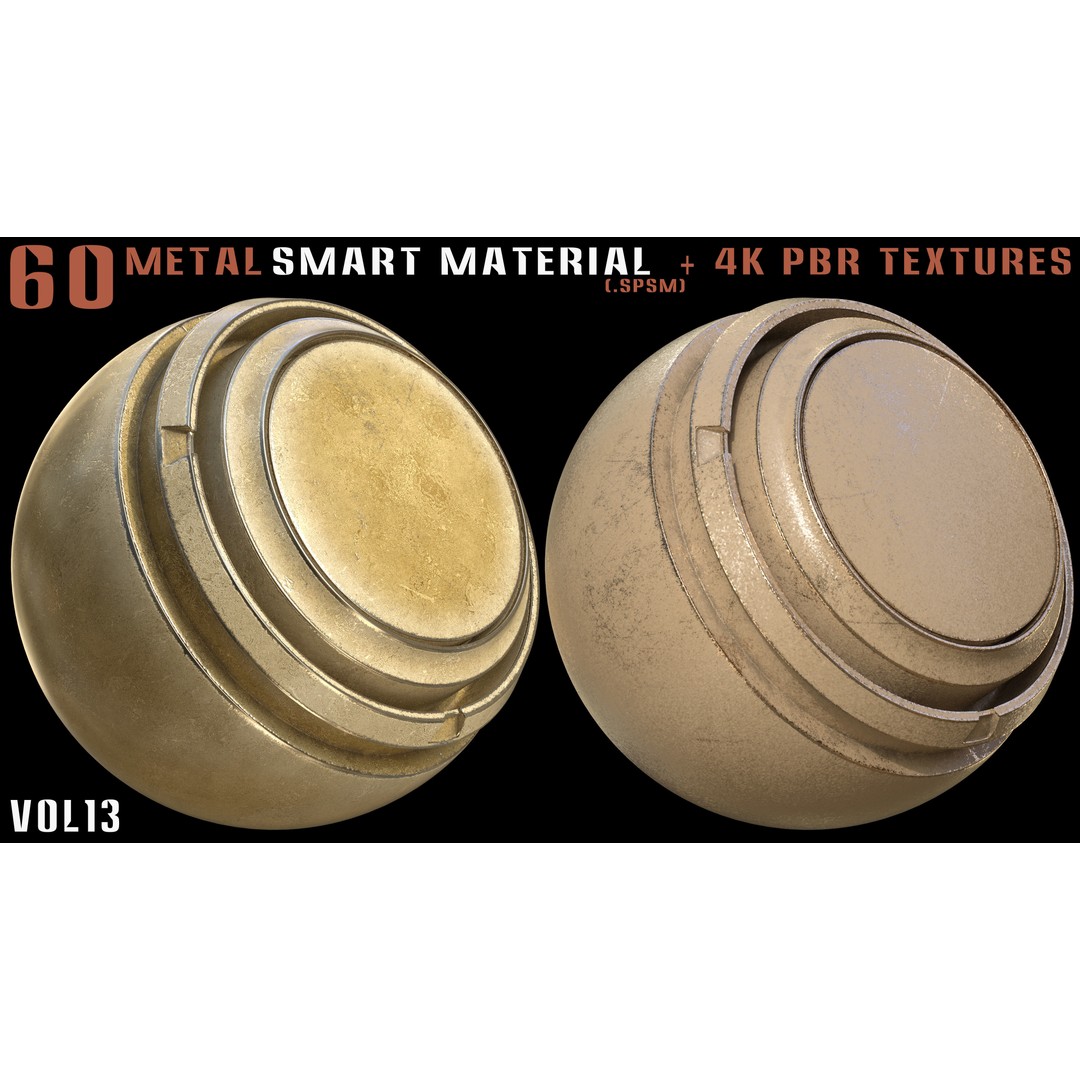 60 Metal Smart Materials 3D Model – PBR Textures for Substance Painter - View 22