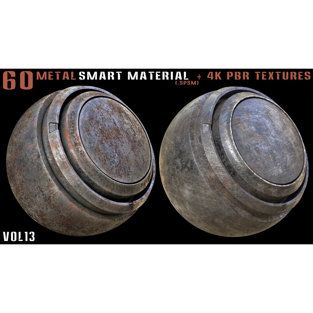 60 Metal Smart Materials 3D Model – PBR Textures for Substance Painter - View 4