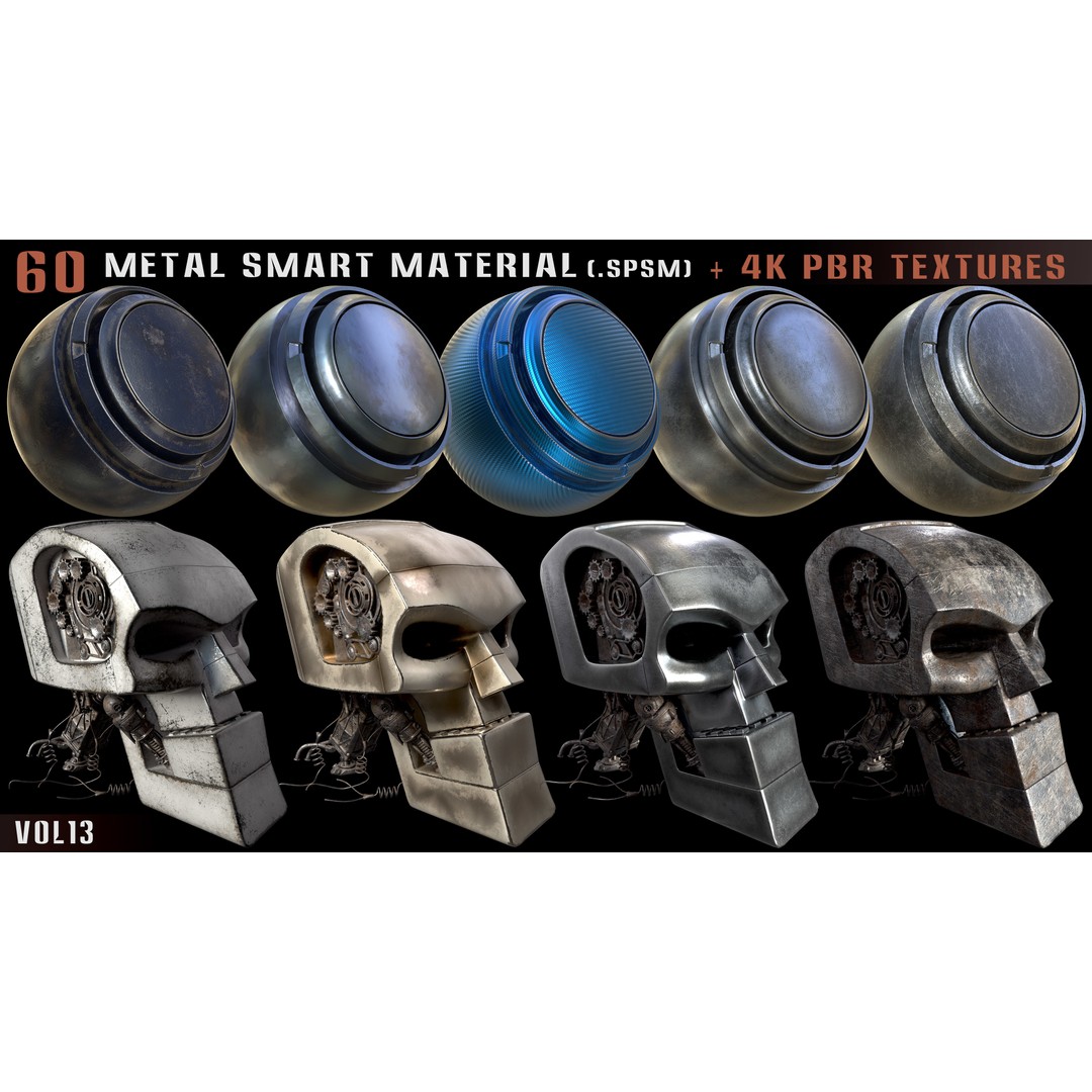 60 Metal Smart Materials 3D Model – PBR Textures for Substance Painter - View 5