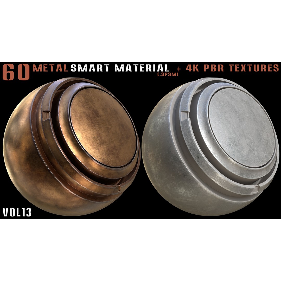 60 Metal Smart Materials 3D Model – PBR Textures for Substance Painter - View 6